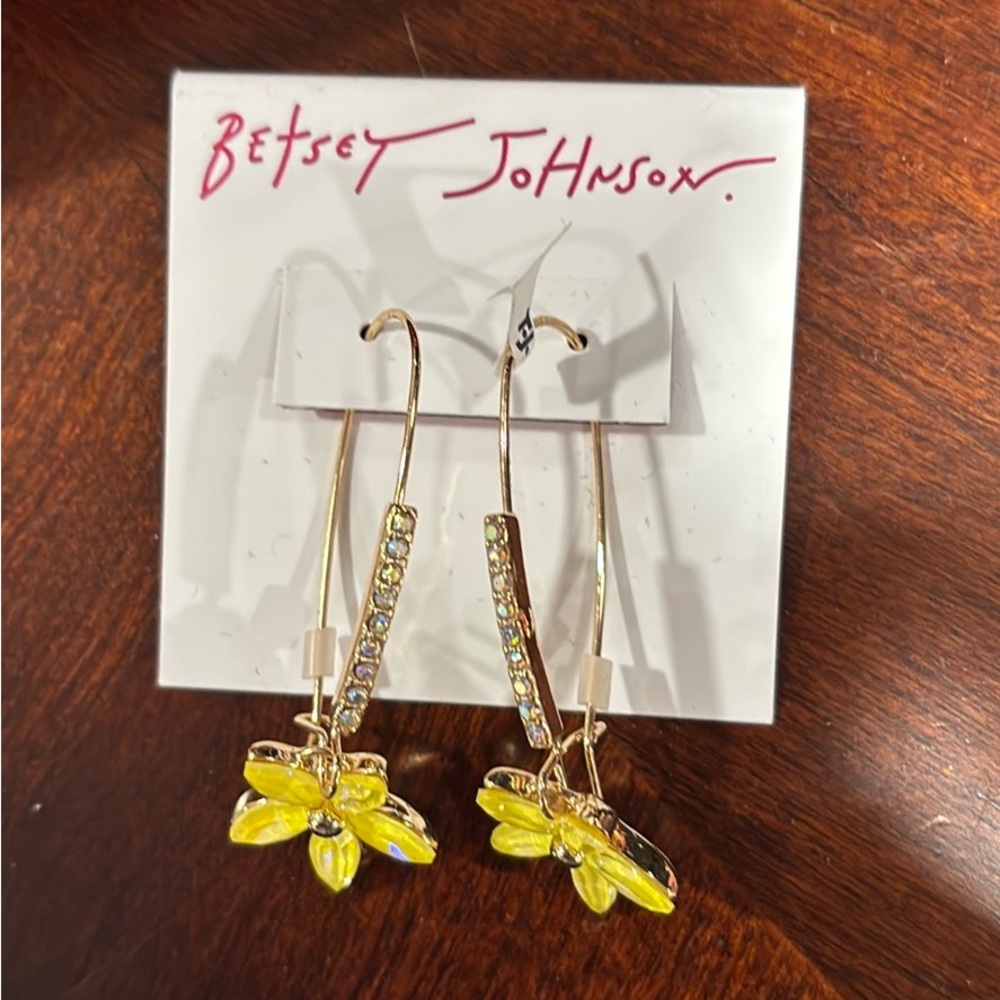 Betsey Johnson Gold and Yellow Dragonfly Earrings